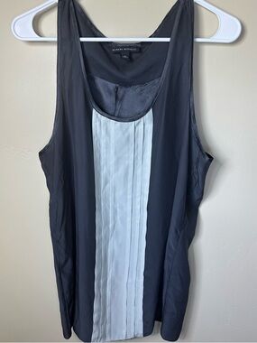 Banana Republic MED Silk Dark Gray Tank Top with Center Pleat - P2P 20” Len 26.5